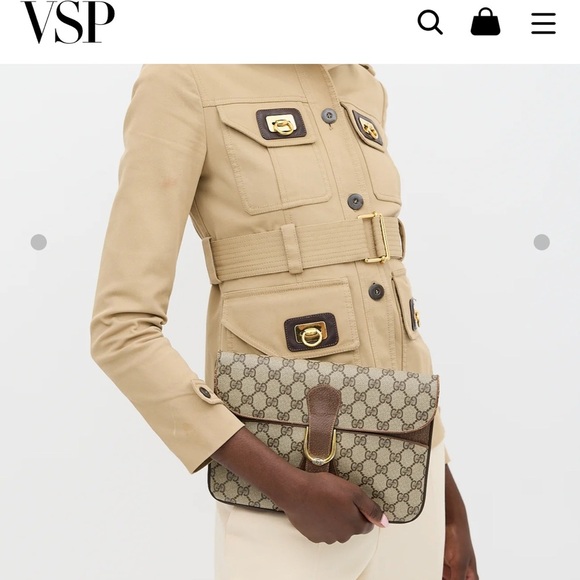 Vintage Gucci Brown Crossbody Bag with Monogram Coated canvas two way bag - Picture 5 of 16